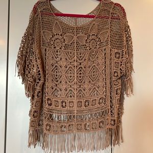 Embroidered top with tassels